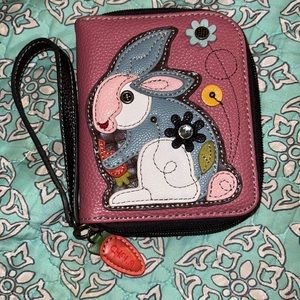 Leather textured Chala rabbit wristlet